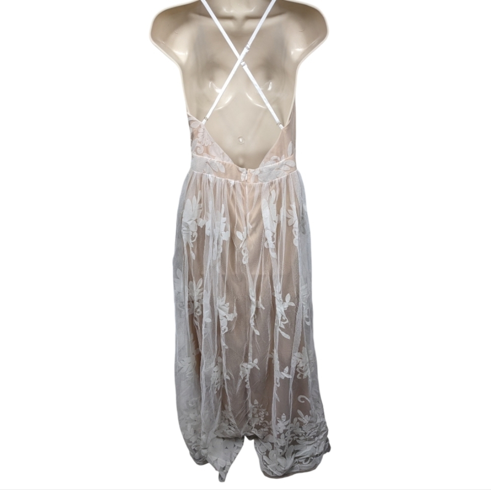 Luxxel NWT Sheer Floral Maxi Dress Sz L - Picture 2 of 12